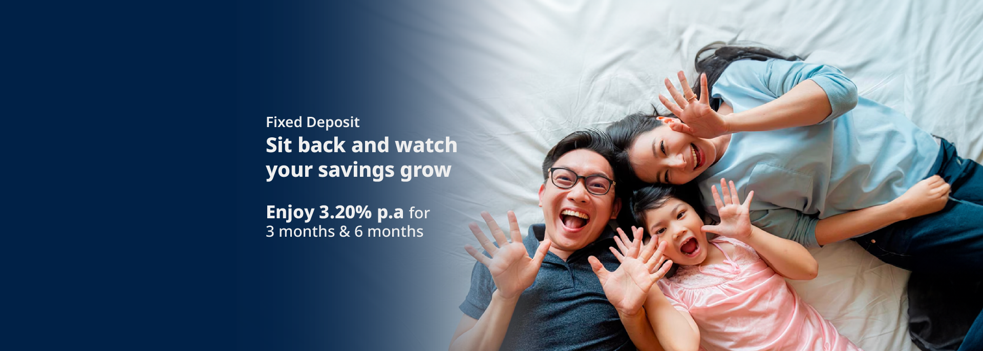 Sit back and watch your savings grow - enjoy 3.20% p.a. for 3 months and 6 months FD